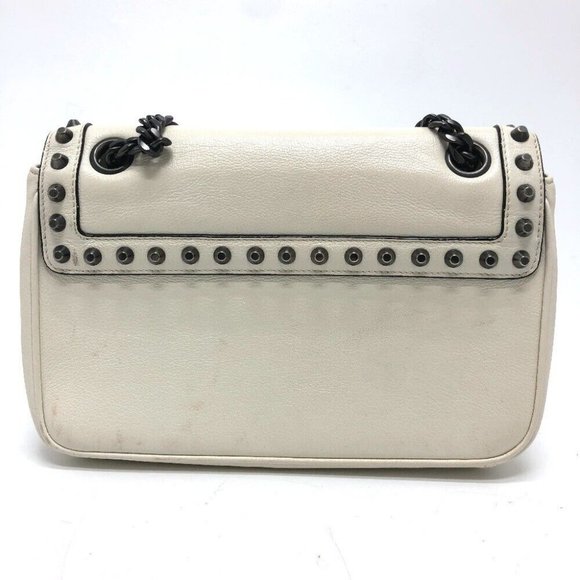 PRADA Logo studs ChainShoulder Bag Shoulder Bag Leather White - Picture 3 of 15